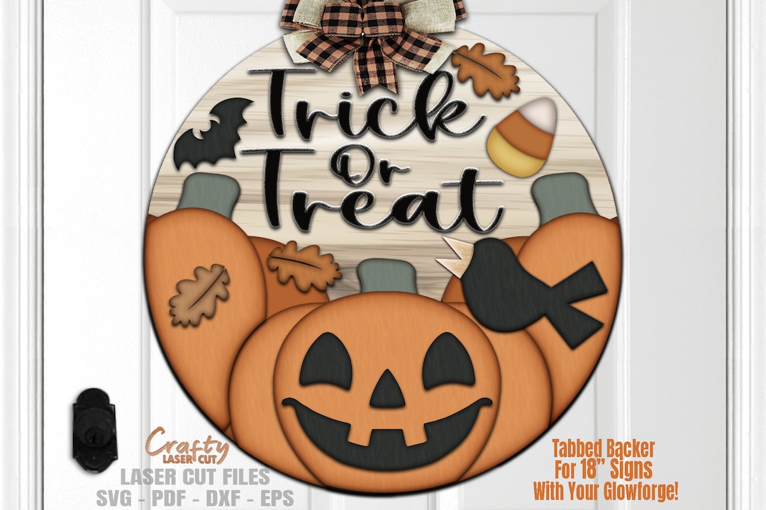 Halloween Door Hanger SVG Laser Cut Files: Jack O Lantern, Pumpkin ...