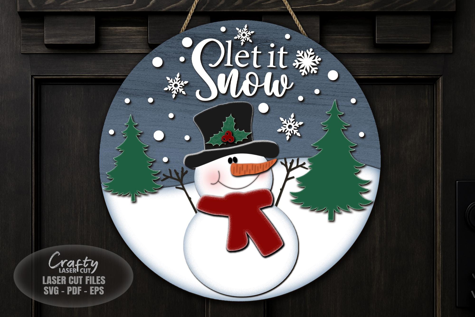 Snowman Door Hanger SVG Laser Cut Files: Winter, Christmas Welcome Sign ...