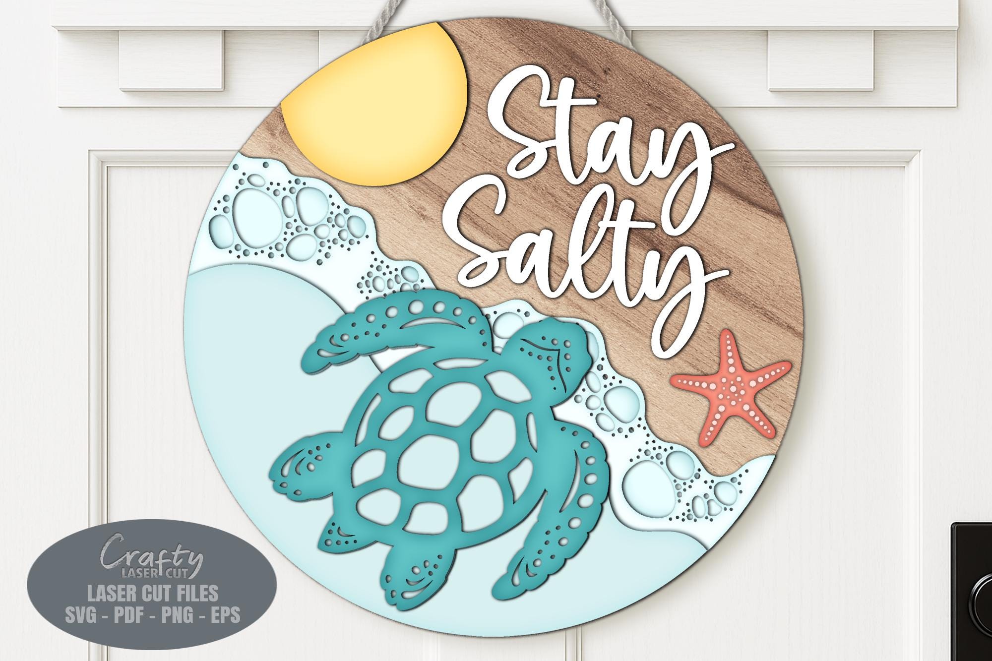 Beach Door Hanger SVG Laser Cut Files, Sea Turtle Welcome Sign SVG ...