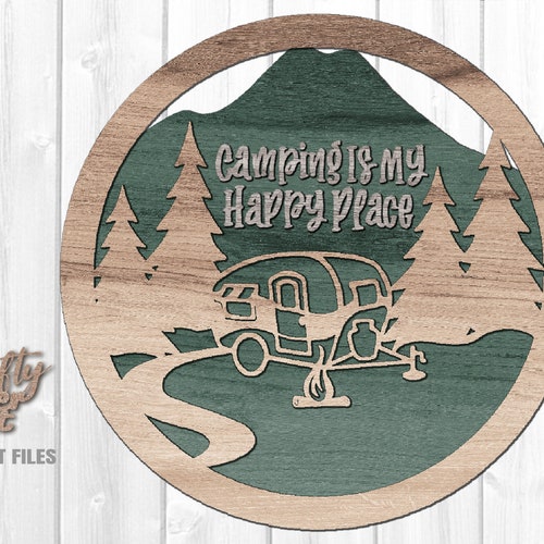 Camping is My Happy Place Camper SVG Glowforge Files Camping - Etsy