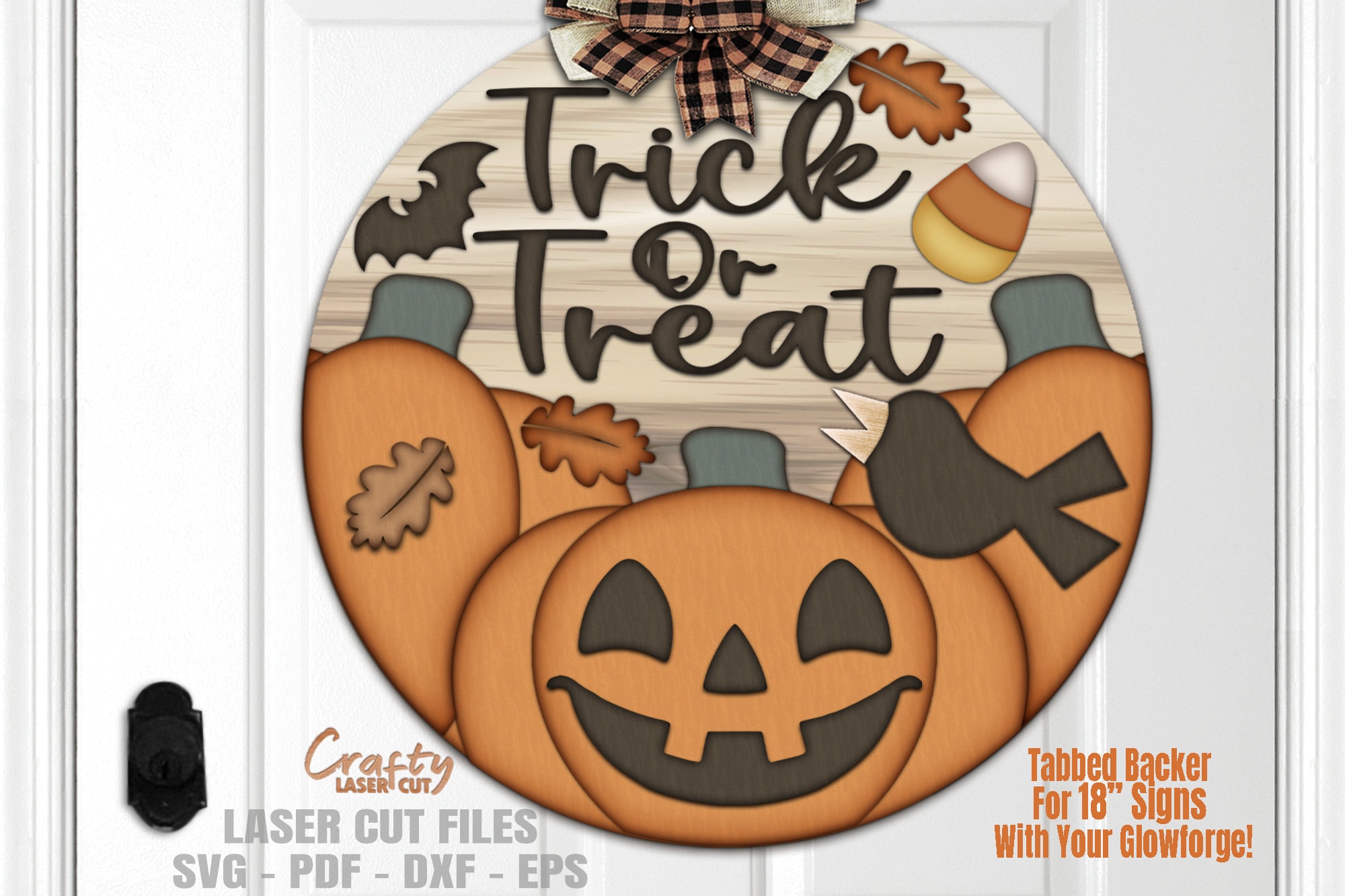 Halloween Door Hanger SVG Laser Cut Files: Jack O Lantern, Pumpkin ...