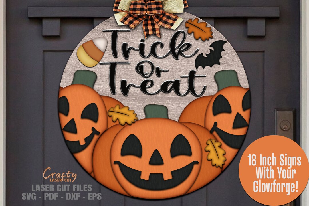 Halloween Jack O Lantern Door Hanger SVG Laser Cut Files: Welcome Sign ...