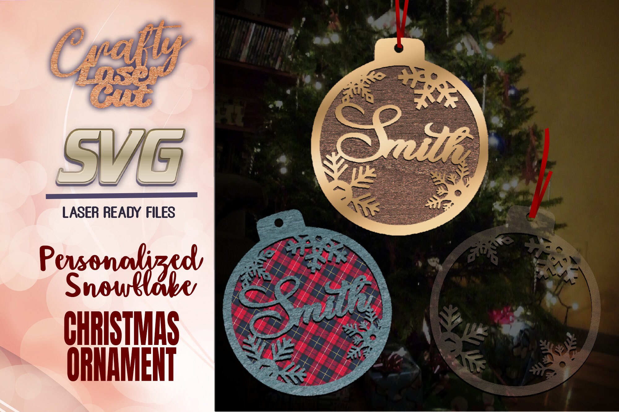 Download Personalized Christmas Ornament Svg Glowforge Files Etsy