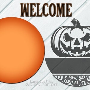 Halloween Welcome Sign SVG - Halloween Door Hanger SVG - Laser Cut ...