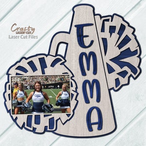Cheer Door Hanger SVG Laser Cut Files: Cheerleader Sign SVG, Glowforge, Xtool