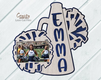 Cheer Door Hanger SVG Laser Cut Files: Cheerleader Sign SVG, Glowforge, Xtool