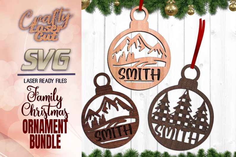 Download Customizable Family Christmas Ornament Svg Glowforge Files | Etsy