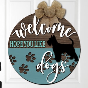Schnauzer Door Hanger SVG - Laser Cut Files - Welcome Sign SVG - Schnauzer Svg - Paw Print Svg - Front Door Sign Svg - Glowforge Files