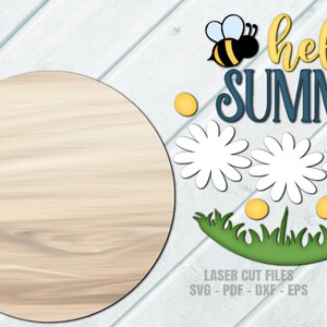 Summer Door Hanger SVG Laser Cut Files: Daisy Bee Welcome Sign SVG ...