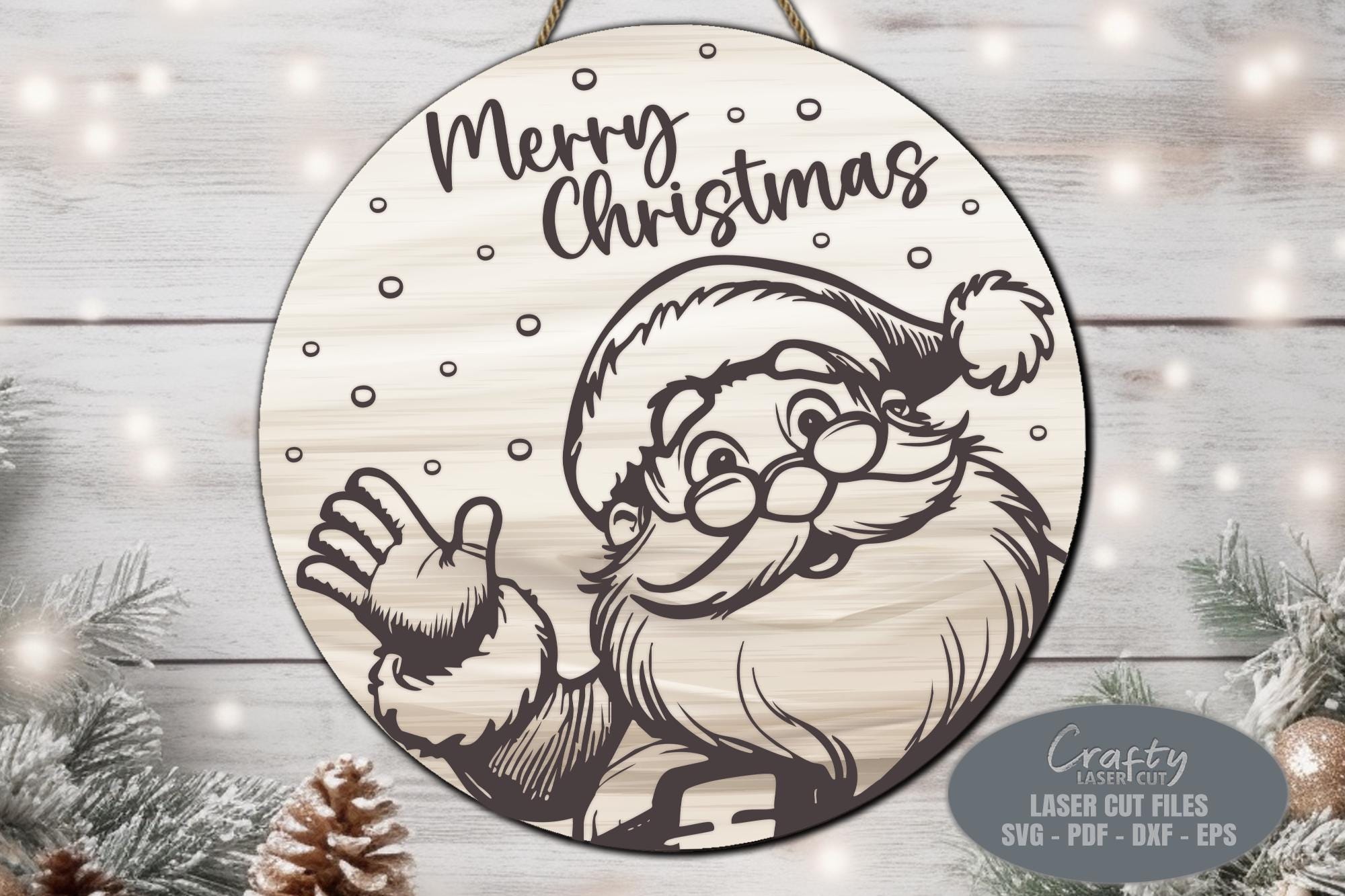 Santa Door Hanger SVG Laser Cut Files: Merry Christmas Welcome Sign SVG ...