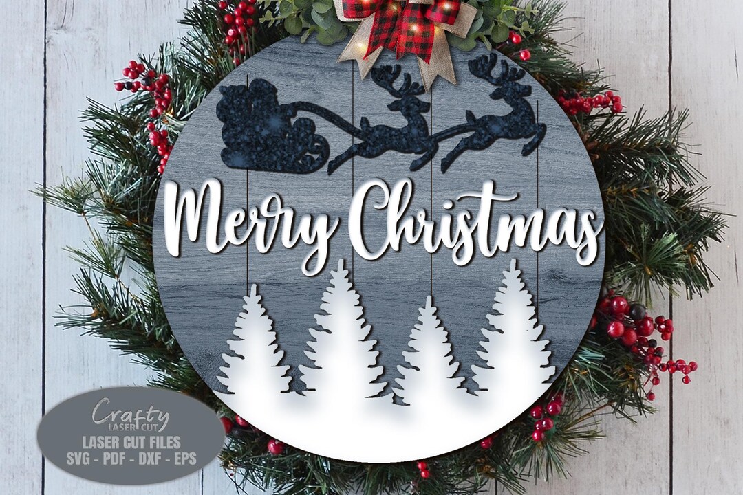 Santa Door Hanger SVG - Laser Cut Files - Merry Christmas Svg ...