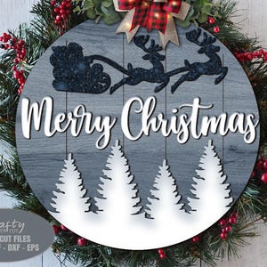 Babbo Natale appendino porta SVG - File tagliati al laser - Buon Natale SVG - Renna SVG - Cartello di benvenuto di Babbo Natale SVG - Cartello porta di Natale - File Glowforge