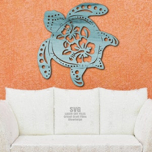 Hibiscus Turtle SVG Laser Cut Files - Beach Door Hanger SVG - Sea ...