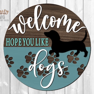 Teckel deurhanger SVG - lasergesneden bestanden - hond SVG - teckel SVG - pootafdruk Svg - welkomstbord Svg - hond deurbord - Glowforge-bestanden