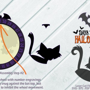 Halloween Countdown SVG Laser Cut Files including a Black Cat and Bat theme for your Glowforge and other laser machine.
