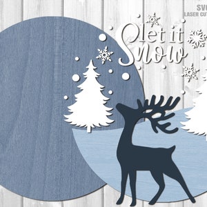 Reindeer Door Hanger SVG Laser Cut Files: Christmas Welcome Sign SVG ...