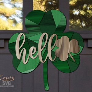 Shamrock Door Hanger SVG Laser Cut Files - St Patricks Day Svg - Shamrock SVG - Quilt Svg - Welcome Sign SVG - Front Door Sign - Glowforge