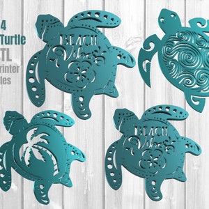 Impression 3D tortue de mer - Pack STL pour imprimantes 3D - fichiers STL tortue - lot d'illustrations tortue - fichiers d'imprimante 3D - image de plage - ensemble d'images de plage Vibes