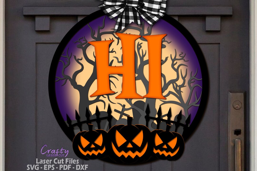 Halloween Door Hanger SVG - Jack O Lantern SVG - Laser Cut Files ...