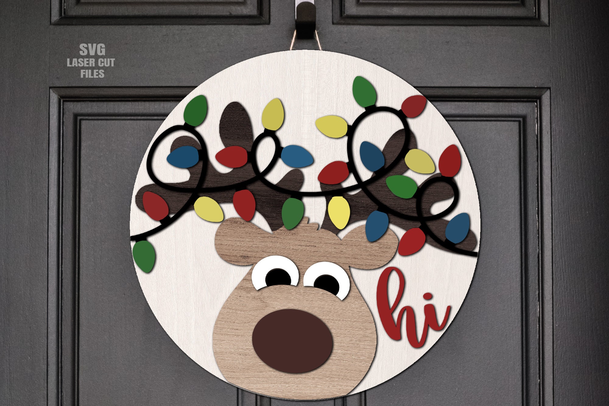 Reindeer Door Hanger SVG Laser Cut Files Christmas Door - Etsy