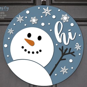 Snowman Door Hanger SVG Laser Cut Files Snowman SVG Snowflake Svg ...