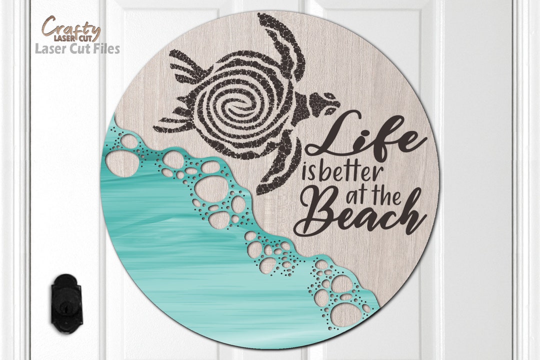 Turtle Door Hanger SVG Laser Cut Files: Beach Welcome Sign SVG ...
