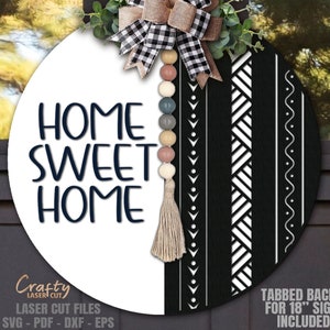 Home Door Hanger SVG - Laser Cut Files - Home Sweet Home SVG - Boho SVG - Welkom Teken Svg - Boho Deur Teken - Westerse Svg - Glowforge Bestanden