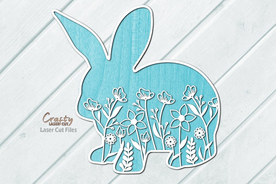 Floral Bunny SVG Laser Cut Files Easter SVG Floral SVG Easter Decor ...