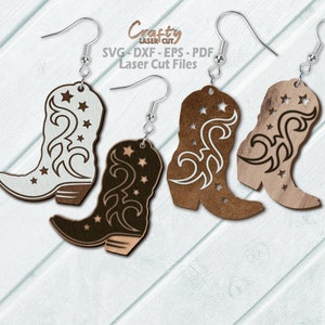 Cowboy Boots Ohrring SVG Laser Cut Dateien - Cowgirl Stiefel SVG - Western Ohrring SVG - Wilder Westen Ohrringe SVG