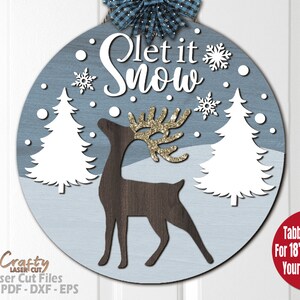 Reindeer Door Hanger SVG Laser Cut Files: Christmas Welcome Sign SVG ...