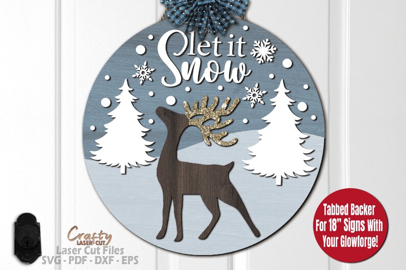 Reindeer Door Hanger SVG Laser Cut Files: Christmas Welcome Sign SVG ...
