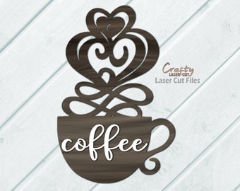 Coffee Sign SVG Laser Cut Files: Kitchen Sign for Glowforge and xTool
