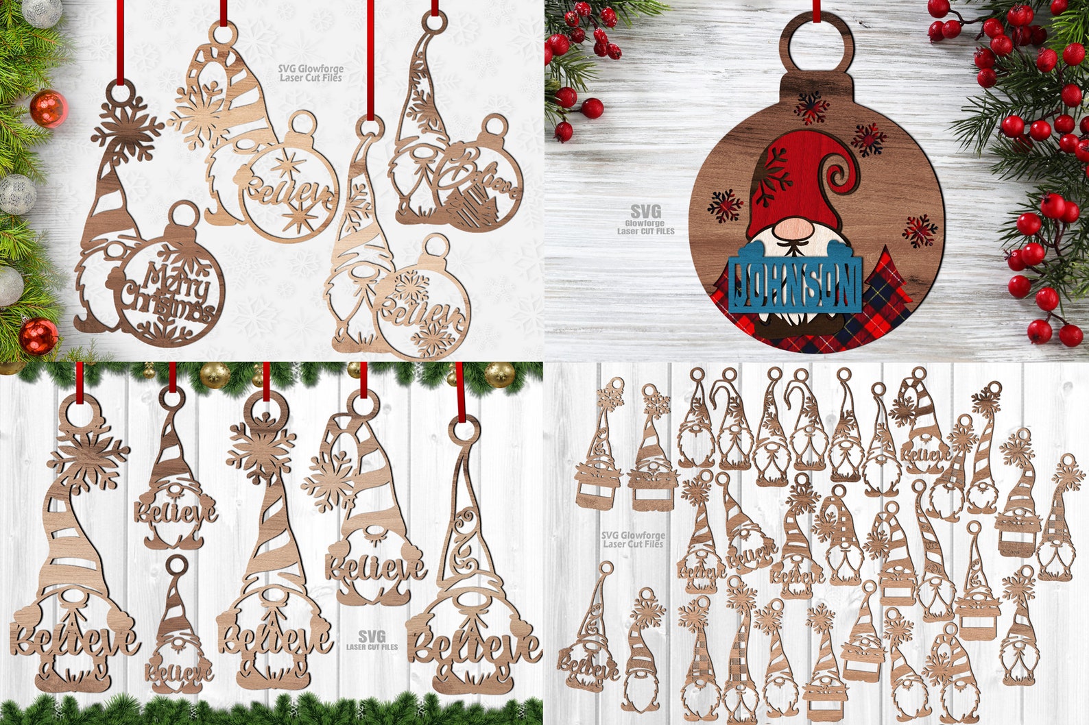 Gnome Ornament SVG Bundle Laser Cut Files Christmas SVG - Etsy