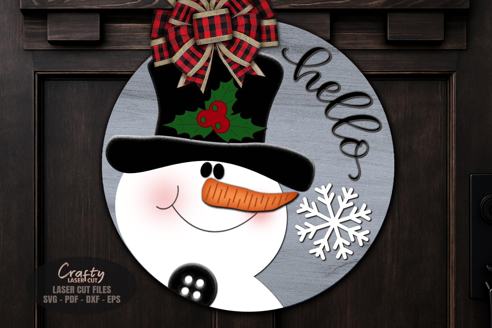 Christmas Door Hanger SVG Laser Cut Files: Hello Snowman Welcome Sign ...