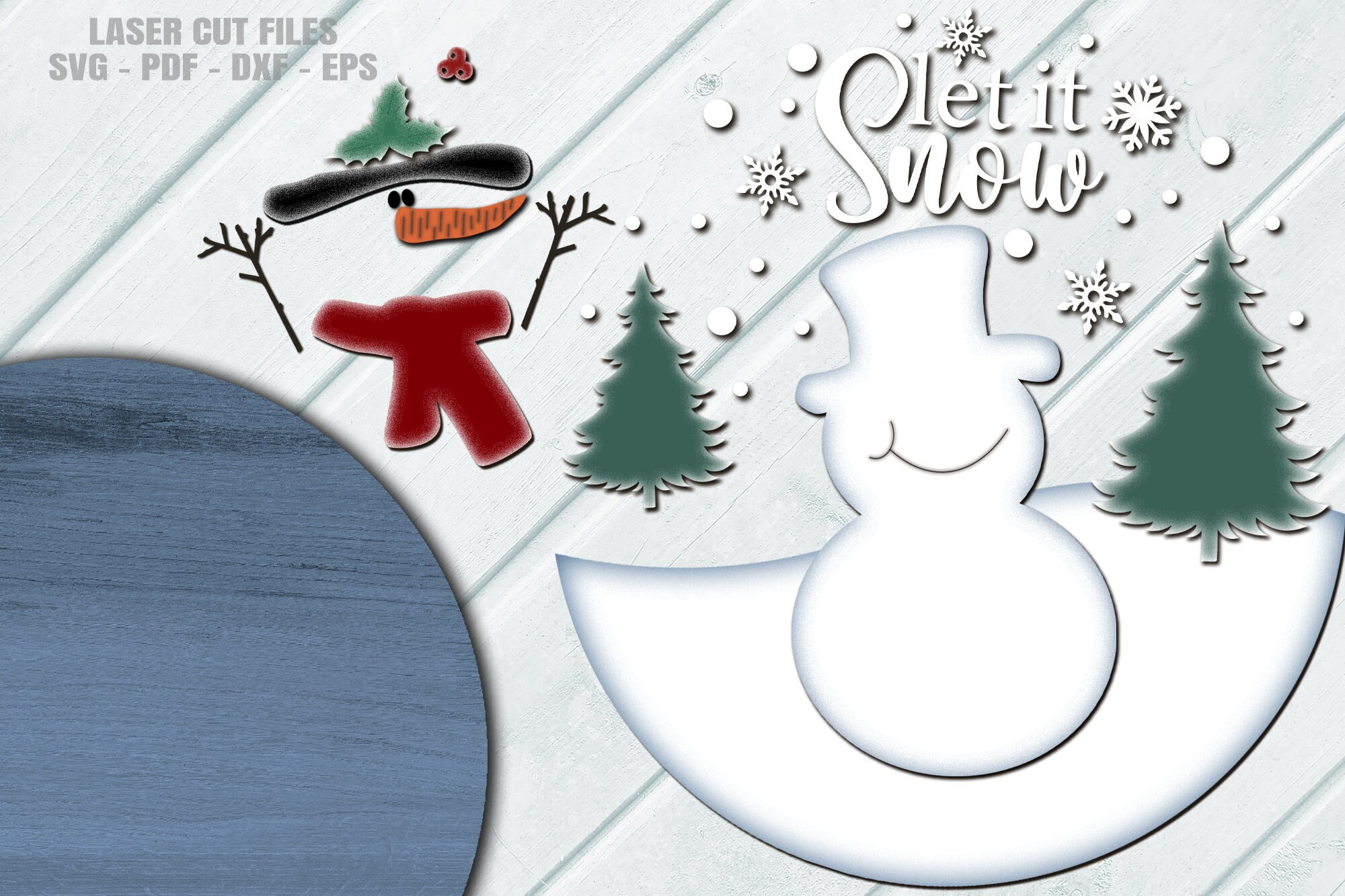Snowman Door Hanger SVG Laser Cut Files: Winter, Christmas Welcome Sign ...