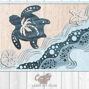 Beach Vibes SVG - Laser Cut Files - Sea Turtle SVG - Beach SVG - Beach Wall Art - Coastal Decor - Starfish Svg - Beach Waves Svg