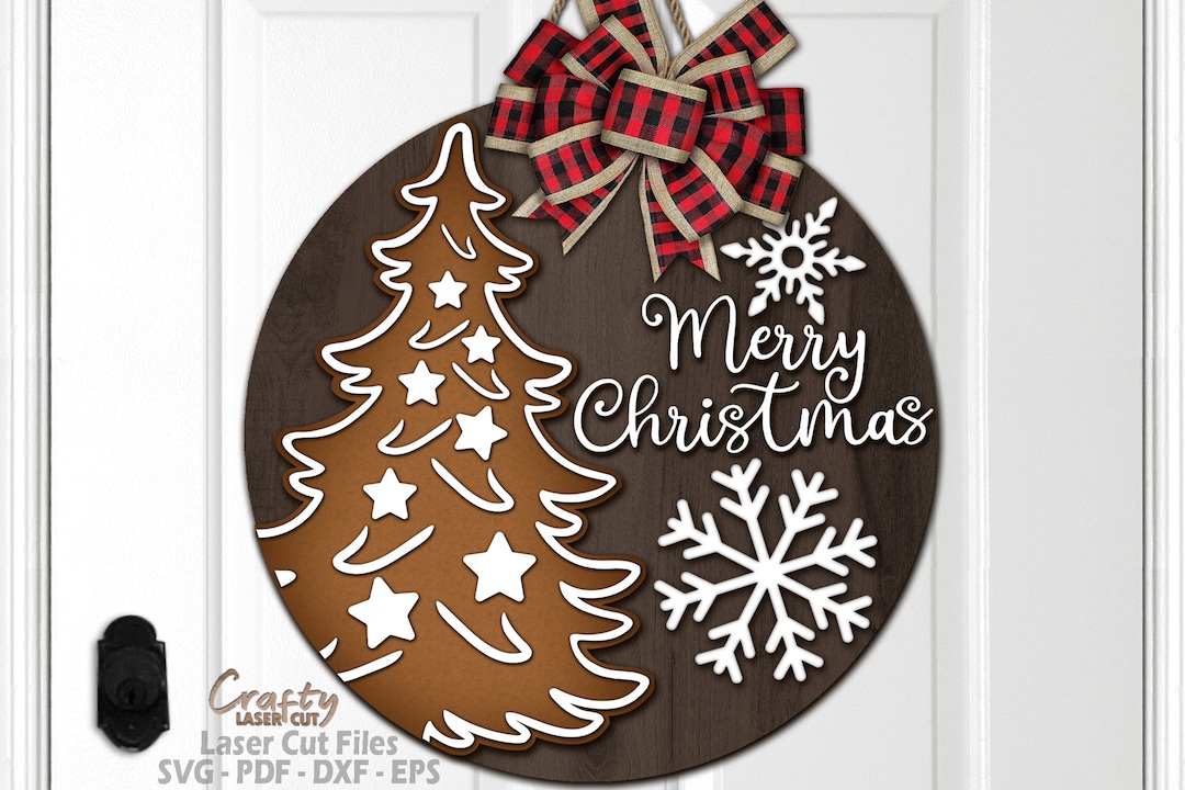 Merry Christmas Door Hanger SVG Laser Cut Files: Gingerbread Welcome ...