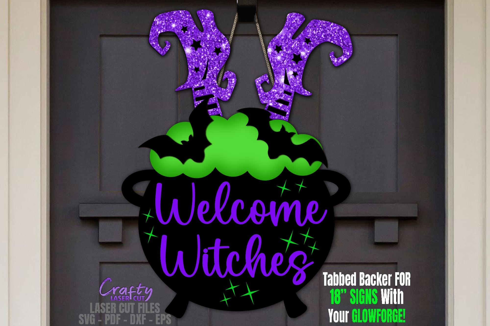Witch Door Hanger SVG Laser Cut Files: Halloween Welcome Sign SVG ...