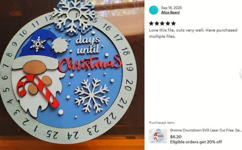Gnome Countdown SVG Laser Cut Files: Days Until Christmas Sign SVG ...