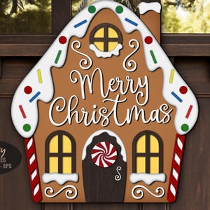 Gingerbread House Door Hanger SVG - Welcome Sign Svg - Laser Cut Files - Christmas Door Sign - Gingerbread Svg - Christmas Decor - Glowforge