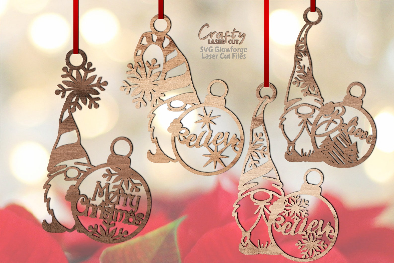 Ornament SVG Bundle Laser Cut Files Gnome Ornament Svg - Etsy