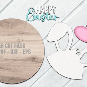Happy Easter Door Hanger SVG - Laser Cut Files - Easter Bunny Svg ...