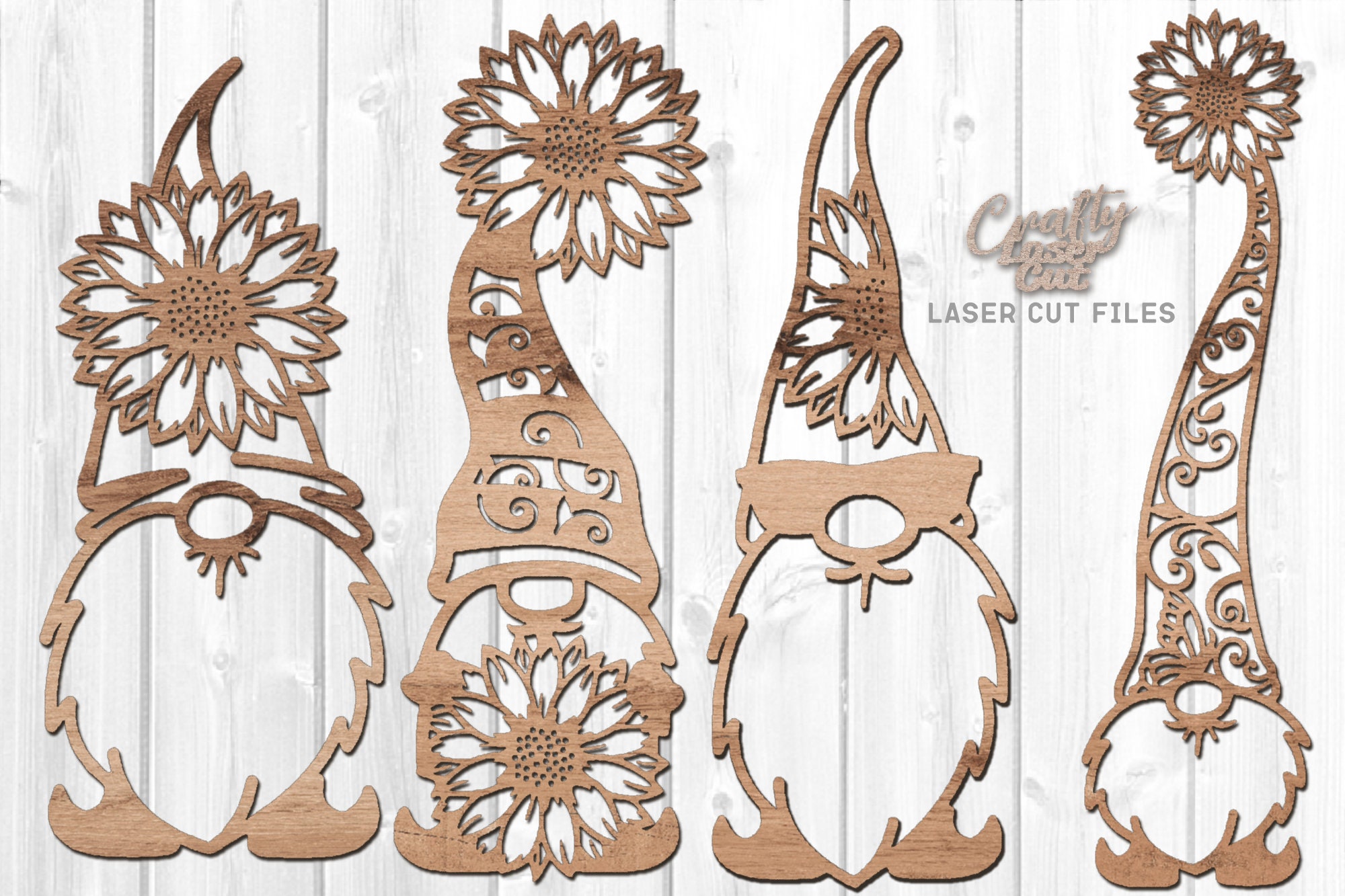 Download Sunflower Garden Gnome SVG Bundle Glowforge Files Laser | Etsy