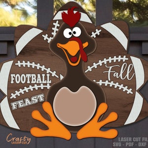 Voetbal deurhanger SVG - lasergesneden bestanden - val SVG - Turkije Svg - Thanksgiving Svg - welkomstbord Svg - val deurbord - Glowforge-bestanden