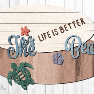 Beach Door Hanger SVG - Laser Cut Files - Turtle SVG - Beach Svg - Sea ...