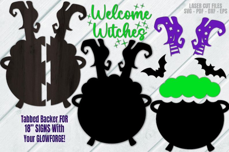 Witch Door Hanger SVG Laser Cut Files: Halloween Welcome Sign SVG ...