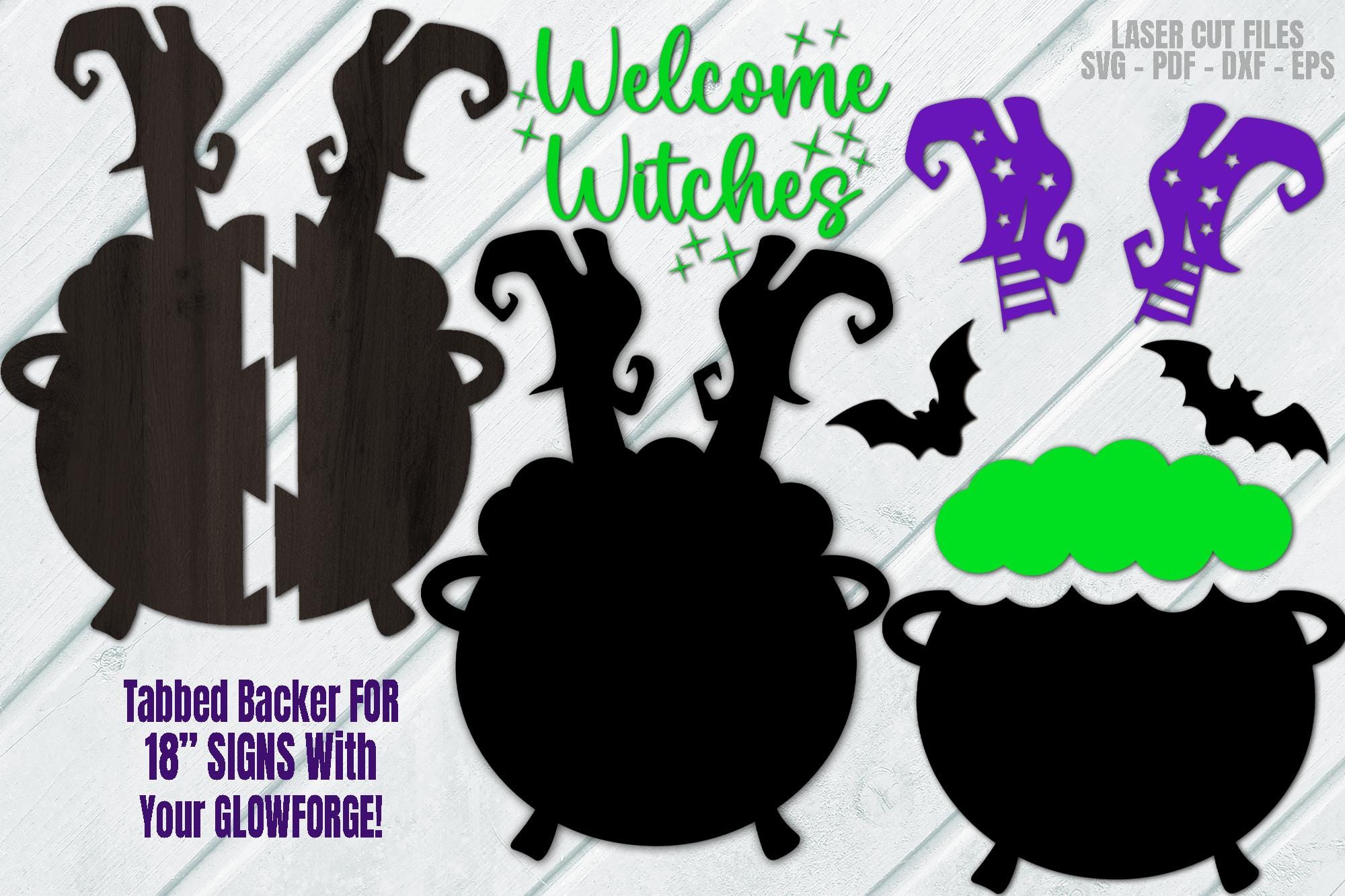 Witch Door Hanger SVG Laser Cut Files: Halloween Welcome Sign SVG ...