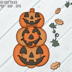 Jack O Lantern SVG - Stacked Pumpkin Door Hanger SVG - Glowforge Laser File - Halloween Door Sign Svg - Fall Porch Sign - Laser Cut Files - Halloween Door Hanger SVG - Halloween SVG - CNC Files