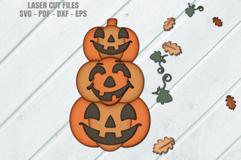 Jack O Lantern SVG - Stacked Pumpkin Door Hanger SVG - Glowforge Laser File - Halloween Door Sign Svg - Fall Porch Sign - Laser Cut Files - Halloween Door Hanger SVG - Halloween SVG - CNC Files