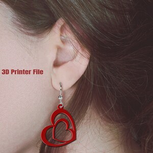 Double Heart Earring STL - Heart STL - Valentine Stl File - Heart STL for 3D Printers - Valentine Earring Stl File - Heart Earrings STL 3D Printer Files